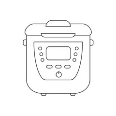 Multi cooker linear icon. Slow cooker. Thin line illustration. Crock pot. Kitchen appliance. Vector isolated outline drawing. Editable stroke.