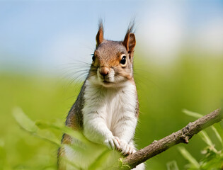 Obraz premium Wild squirrel on tree branches