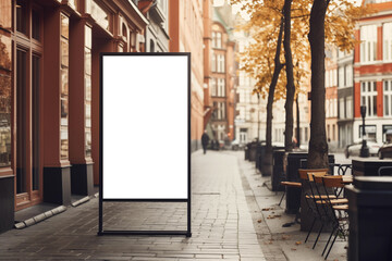 Mock-up Simulate the display of poster for advertising images along sidewalks and beside buildings in the city.
