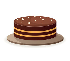 Cake of colorful set. A chocolate cake is creatively portrayed with a mix of design elements and cartoon design, showcasing its delectable allure in a charming candy style. Vector illustration.
