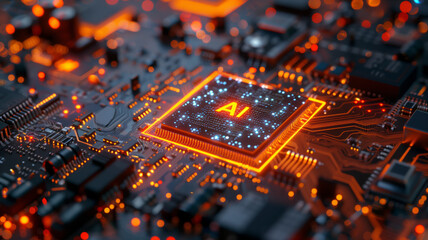 Advanced AI Microprocessor on Circuit Board