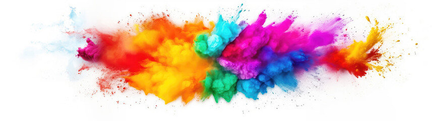 Fototapeta premium Vibrant explosion of colored powder on a white background
