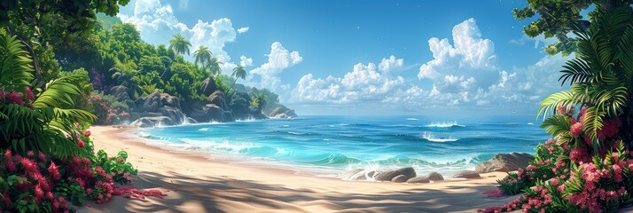 Fototapeta na wymiar Beachcombers Bliss Summer Abstract, Banner Image For Website, Background, Desktop Wallpaper
