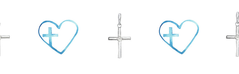 Watercolor hand drawn illustration thanksgiving to the Lord,christian border.Christian. Decorative border for the background of Christian publications, the design of banners, cards, sites