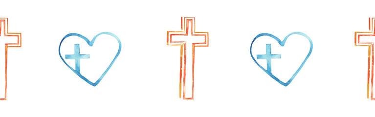 Obraz premium Watercolor hand drawn illustration thanksgiving to the Lord,christian border.Christian. Decorative border for the background of Christian publications, the design of banners, cards, sites