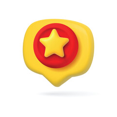 Vector render Yellow star icon. Cartoon Symbol for Customer rating feedback or rang rating achievements. 3d vector emblem. Vector illustration