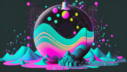 background neon globe synth 90ties