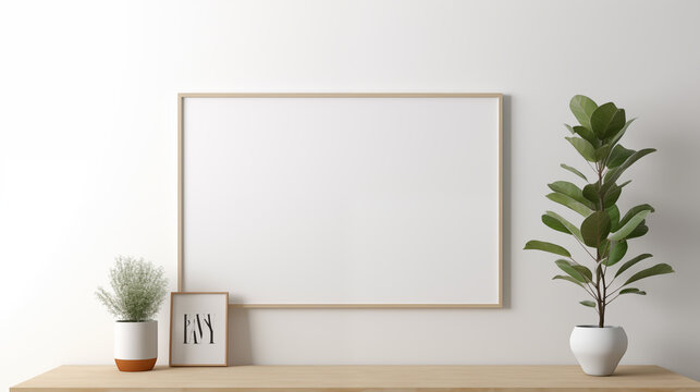 Mock up picture frame in modern interior background, Studio room