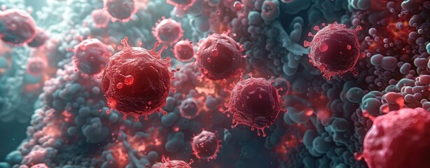 Leukocytes Visualized in Artistic Medical Illustration Style. - obrazy, fototapety, plakaty