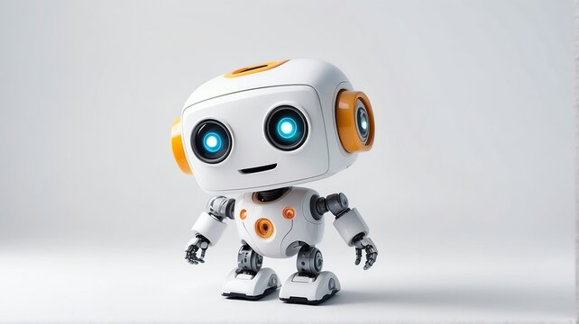 Cute white small smiling robot from Generative AI