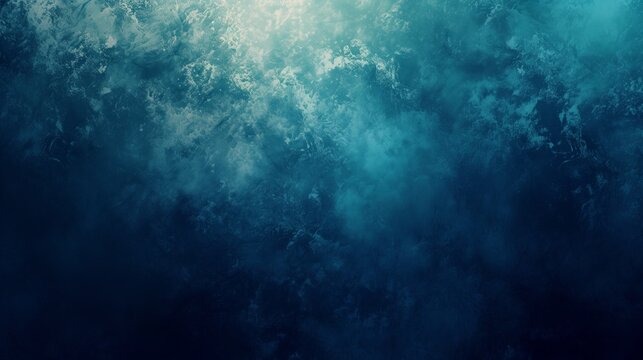 deep sea blue , color gradient rough abstract background shine bright light and glow template empty space , grainy noise grungy texture 