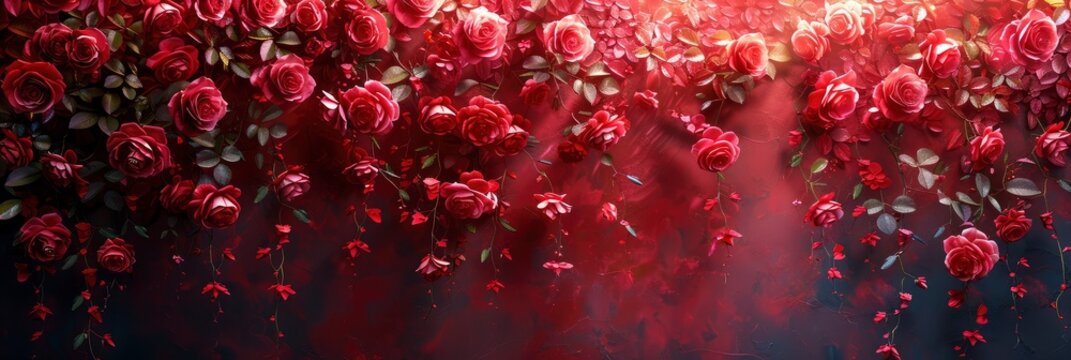 Climbing Rose Filled Deeppink Color, Banner Image For Website, Background, Desktop Wallpaper