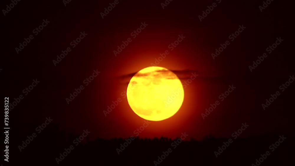 Wall mural moving clouds on the background of the moon
