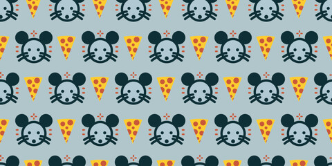 Mouse illustration background. Seamless pattern. Vector. ネズミのイラストパターン