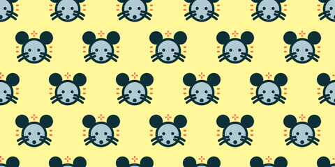 Mouse illustration background. Seamless pattern. Vector. ネズミのイラストパターン