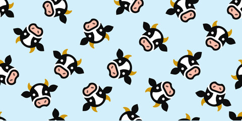 Cows illustration background. Seamless pattern. Vector. 牛のイラストパターン