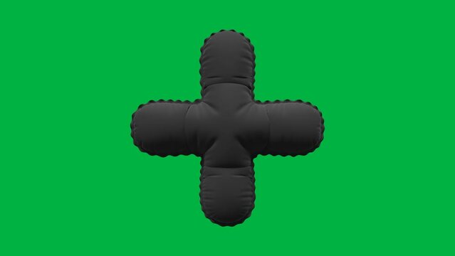 3D Balloon Pluse + Symbol/Sign 4K animation in Matte Black Texture