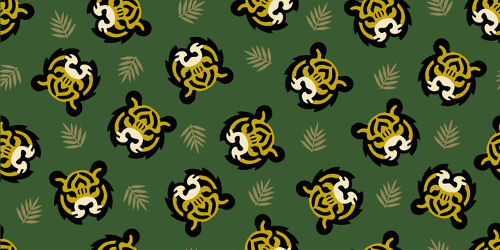 Tiger illustration background. Seamless pattern. Vector. 虎のイラストパターン