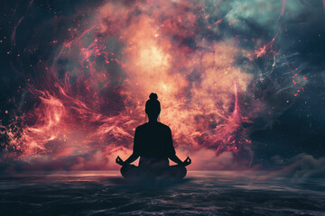 A slide background for showcasing spirituality and meditation. Background image. Created with Generative AI technology