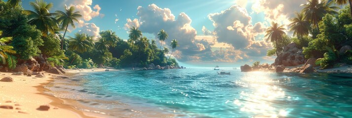 Beautiful summer beach, Banner Image For Website, Background Pattern Seamless, Desktop Wallpaper