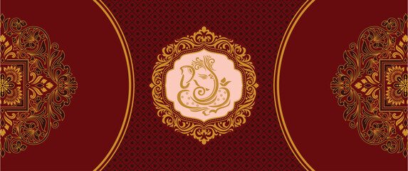 Indian wedding invitation card design. Vector illustration.