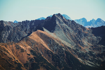 Mountain landscape in Tatra National Park in Poland. Popular tourist attraction. Amazing nature scenery. Best famous travel locations