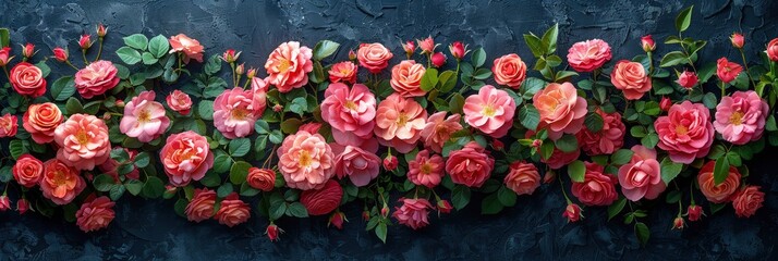 Flower Composition Pattern Fresh Roses, Banner Image For Website, Background, Desktop Wallpaper