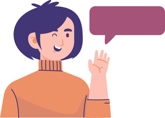 Female Character Waving Hands and Greeting in Her Regional Language Celebrating Her Cultural Identity on Language Diversity Day