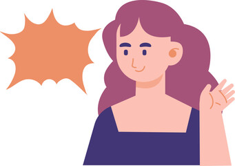 Female Character Waving Hands and Speaking Her Mother Tongue to Celebrate Linguistic Diversity