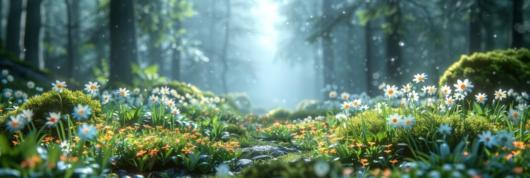 Nature Background Wild Snowdrop Flowers, Banner Image For Website, Background, Desktop Wallpaper