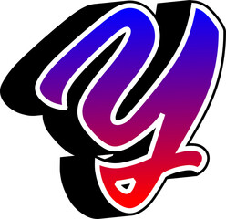 LETTER Y 3D BLUE RED COLOR GRADATION
