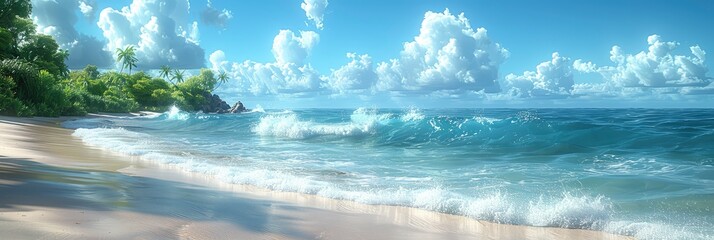 Oceanfront Paradise Summer Abstract , Banner Image For Website, Background, Desktop Wallpaper