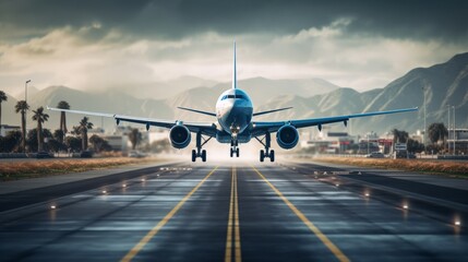A plane taking off from an airport