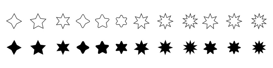 Obraz premium Sunburst icon vector set. Stars illustration sign collection. Price tag symbol. Retro star logo.