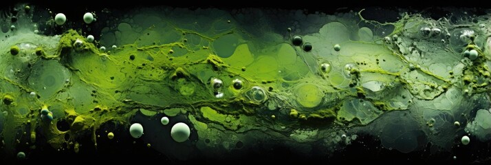 Toxic Waste: Detailed Closeup of Green Sludge with Foam and Bubbles, Gross and Gooey Background - obrazy, fototapety, plakaty