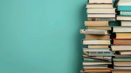 Pile of books copy space world books day template