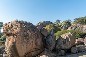 Boulders and Rocky Landscape at Shravanabelagola on a Sunny Day
