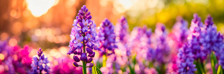 beautiful multi-colored hyacinths spring. Selective focus. - obrazy, fototapety, plakaty