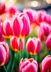 Fototapeta premium multi-colored tulips bloom in the park. Selective focus.
