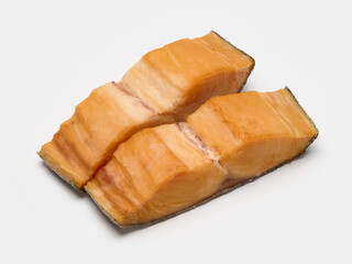 oil fish fillet piece smoked isolate on a white background