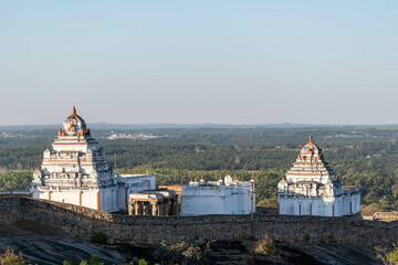 Panoramic View of Historical Jain Temples in Shravanabelagola at Dusk