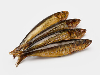 cold smoked herring isolate on a white background