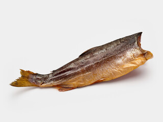 cold smoked pink salmon without head isolate on a white background