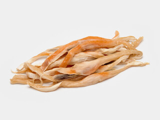 dried squid with crab flavor isolate on white background
