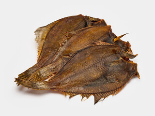 Dried flounder without head isolate on white background