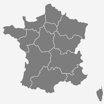 France map freehand drawing on white background. Free Vector. France map set with borders of the regions isolated on white background. 

