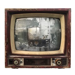 old tv set, old television white background