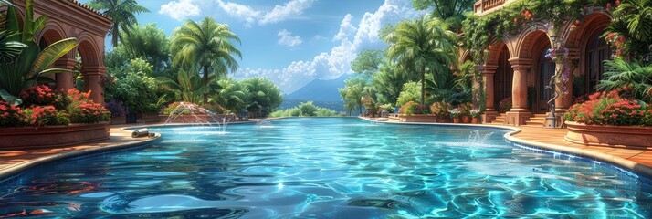 Swimming pool in the resort