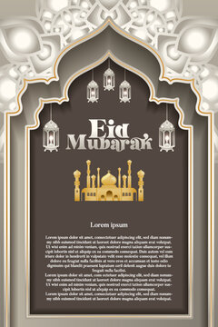 
Elegant Islamic glamour background and poster Eid Mubarak Idul Fitri or Ramadan with gradient elemen
