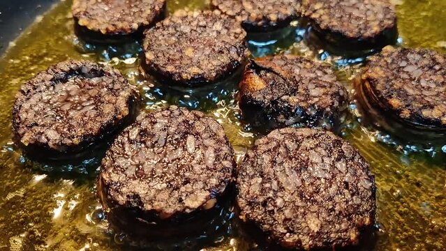 Morcilla de Burgos. Black pudding from Burgos, traditional Spanish food.